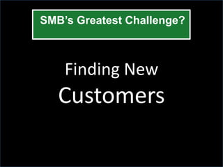 SMB’s Greatest Challenge?



    Finding New
   Customers
 