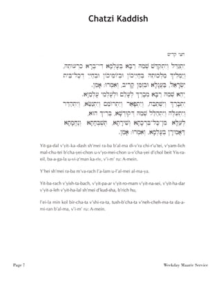 Page 7 Weekday Maariv Service 
Chatzi Kaddish 
 