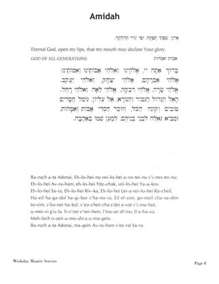 Weekday Maariv Service Page 8 
Amidah 
 