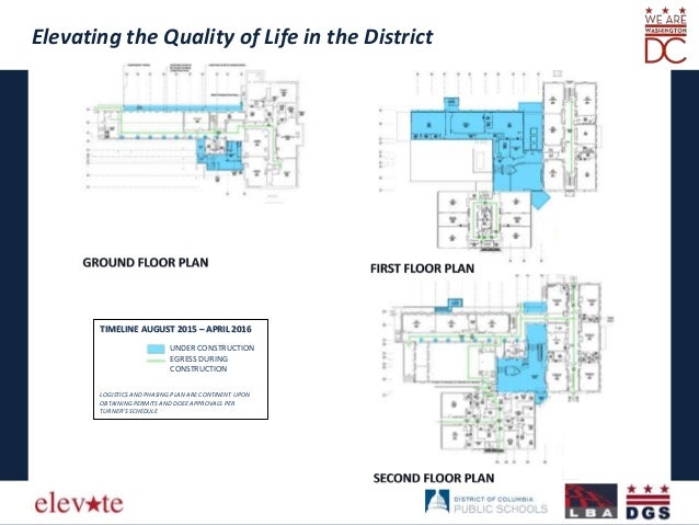 Elevating the Quality of Life in the District
TIMELINE AUGUST 2015 – APRIL 2016
UNDER CONSTRUCTION
EGRESS DURING
CONSTRUCT...
