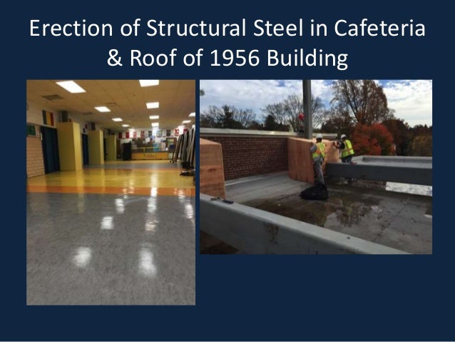 Erection of Structural Steel in Cafeteria
& Roof of 1956 Building
 