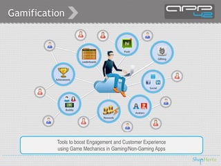 Gamification
Tools to boost Engagement and Customer Experience
using Game Mechanics in Gaming/Non-Gaming Apps
 