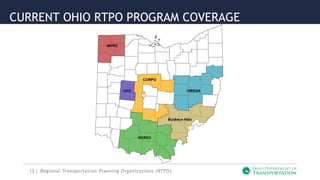 13 |
CURRENT OHIO RTPO PROGRAM COVERAGE
Regional Transportation Planning Organizations (RTPO)
 