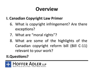 Canadian Copyright Law: A Primer | PDF