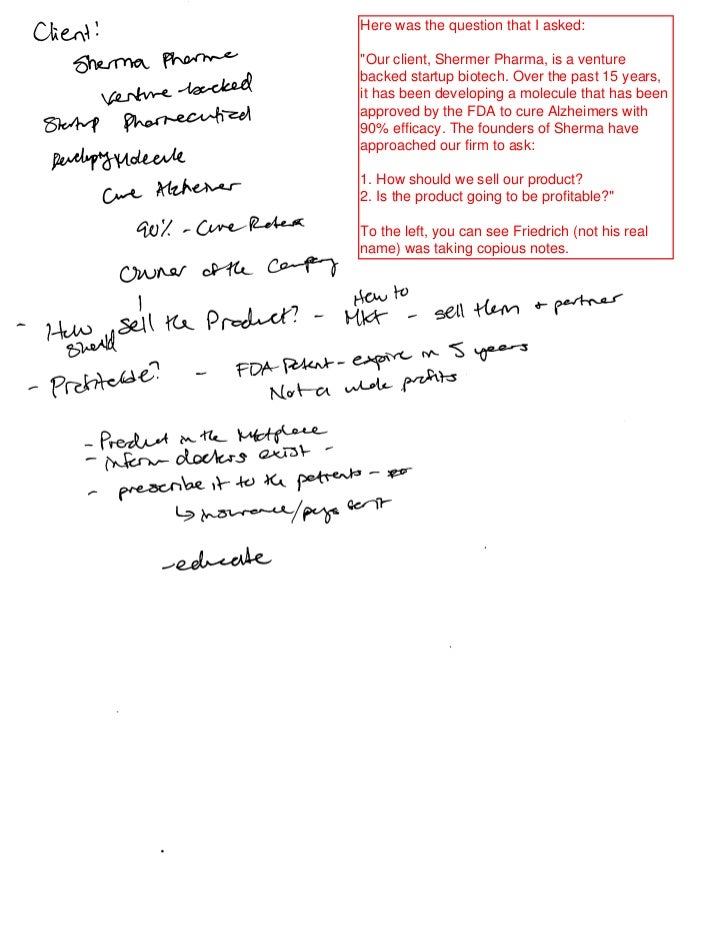 case interview best practice note taking