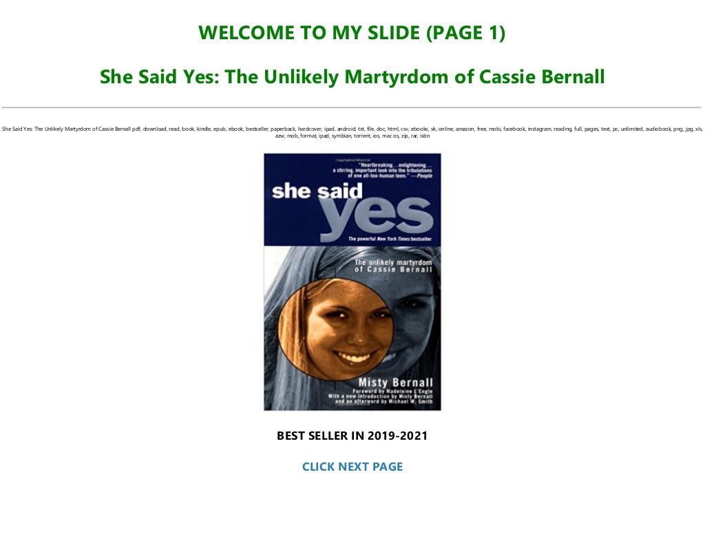 (B.O.O.K.) She Said Yes The Unlikely Martyrdom of Cassie Bernall Pre