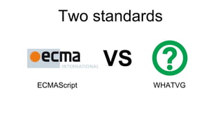 Two standards
VS
ECMAScript WHATVG
 