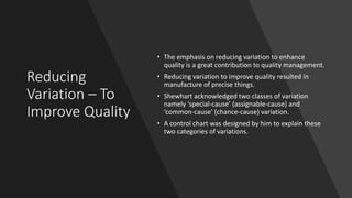 Reducing Variation Chart Walter A Shewhart | PPTX