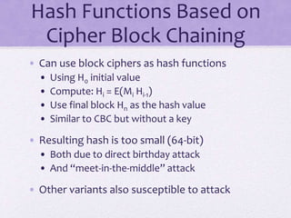 secure hash function for authentication in CNS | PPT