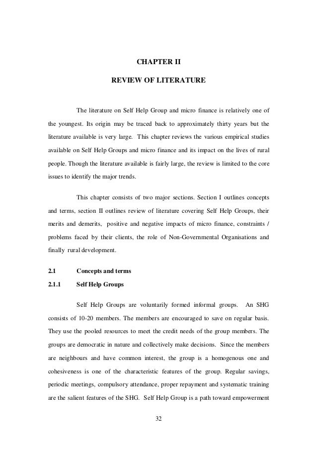 literature review on self help groups