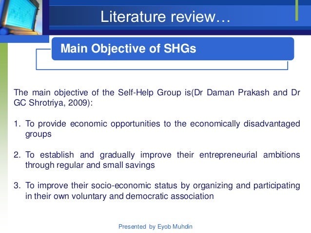 Literature review of self help groups