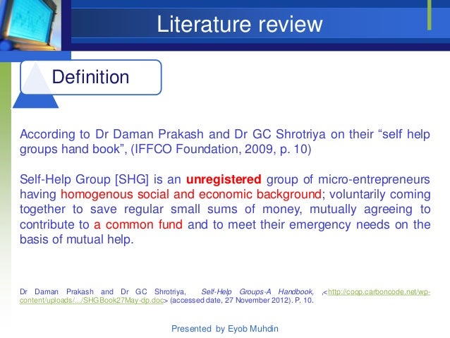 literature review of self help group literature review of self help group