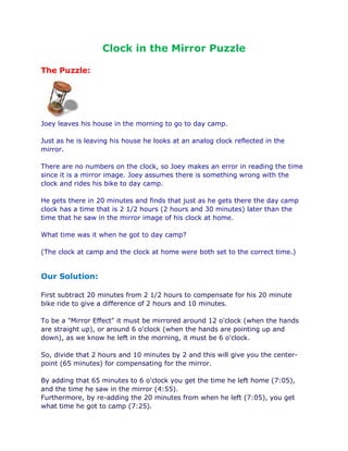 Mathematics Puzzles | DOCX
