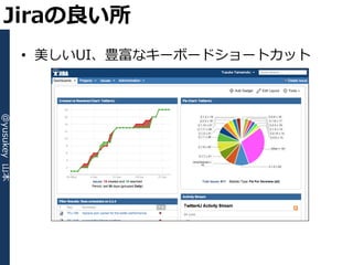 Jiraの良い所
              • 美しいUI、豊富なキーボードショートカット
@yusukey 山本
 