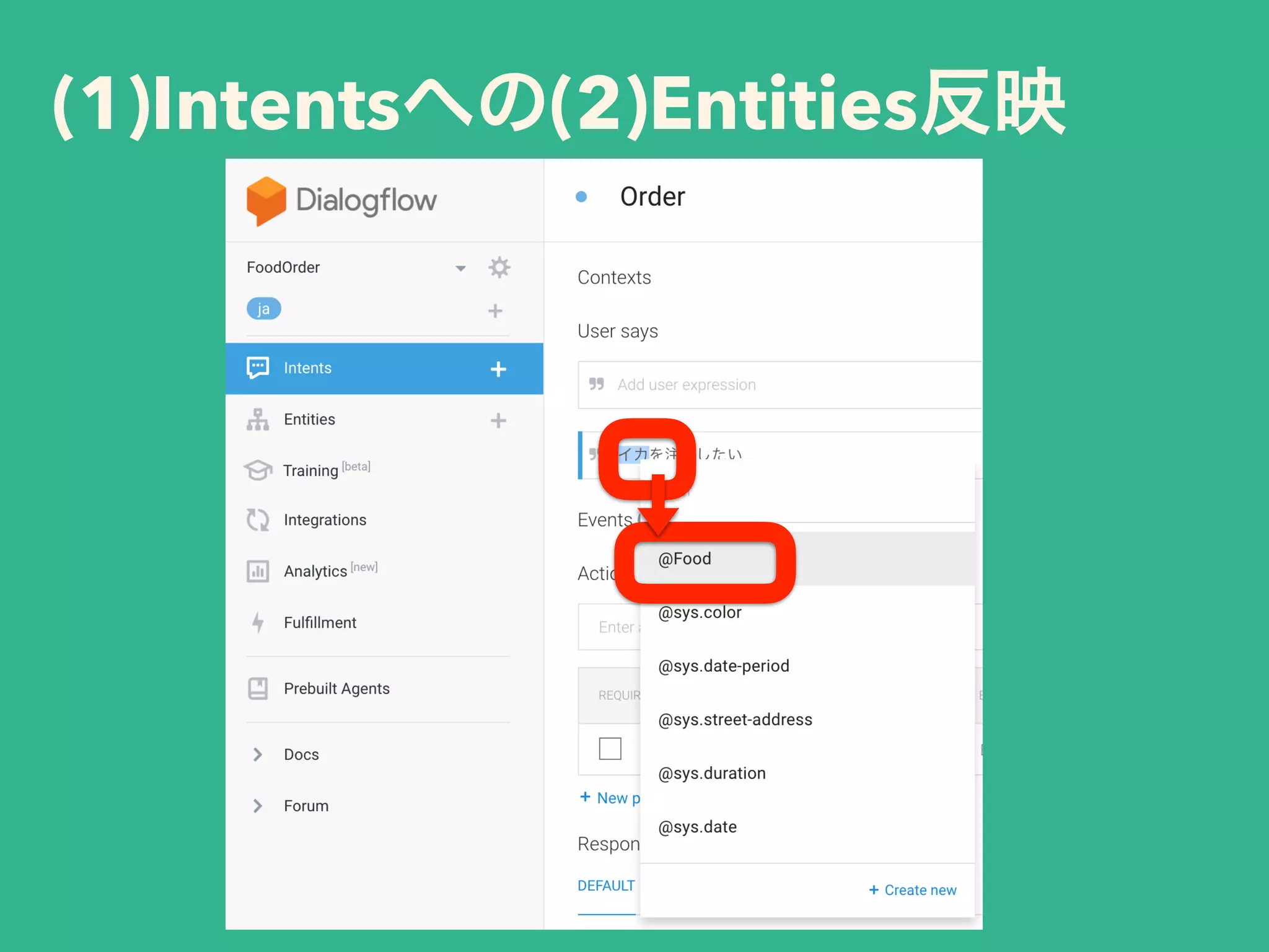 (1)Intents (2)Entities
 