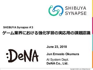 Copyright	(C)	DeNA	Co.,Ltd.	All	Rights	Reserved.
n B y
3
June 23, 2018
Jun Ernesto Okumura
AI System Dept.
DeNA Co., Ltd.
 