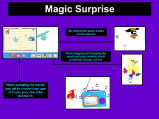 Magic Surprise By clicking the pram, a baby animal appears. When dragging and dropping the wand over your creation, it wil...