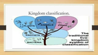 Kingdom classification.
 