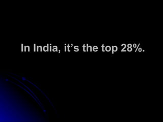In India, it’s the top 28%. 