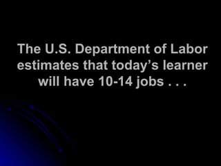 The U.S. Department of Labor estimates that today’s learner will have 10-14 jobs . . . 