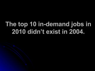 The top 10 in-demand jobs in 2010 didn’t exist in 2004. 