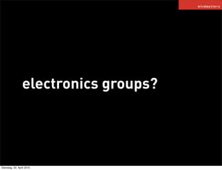 electronics groups?




Dienstag, 20. April 2010
 