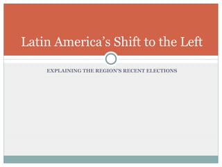 [object Object],[object Object],[object Object],Latin America’s Shift to the Left 