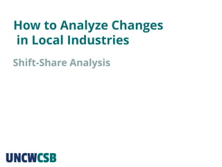How to Analyze Changes
in Local Industries
Shift-Share Analysis
 