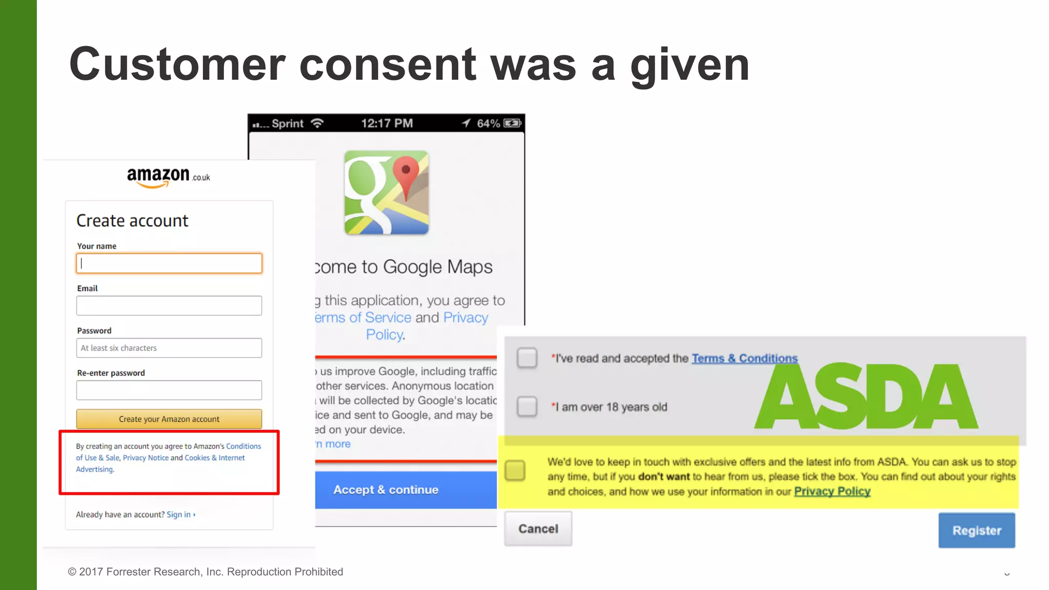 5© 2017 Forrester Research, Inc. Reproduction Prohibited
Customer consent was a given
 