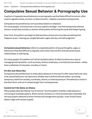 Intolerable Behaviour Understanding Compulsive Sexual Behavior & Pornography Use: Causes ...