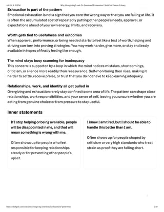 Exautin Pattern Understanding Overgiving and Emotional Exhaustion: Causes and Effects | PDF