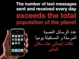 عدد الرسائل النصية المرسلة و المستقبلة يومياً  فاقت إجمالى عدد سكان العالم . 