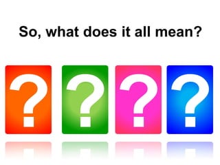 So, what does it all mean?
 