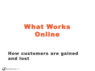 | 1
How customers are gained
and lost
What Works
Online
 