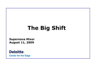 The Big Shift Supernova Mixer August 11, 2009 Center for the Edge 