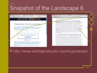Snapshot of the Landscape 6 http://www.writinginstructor.com/hypertexts/mason/   