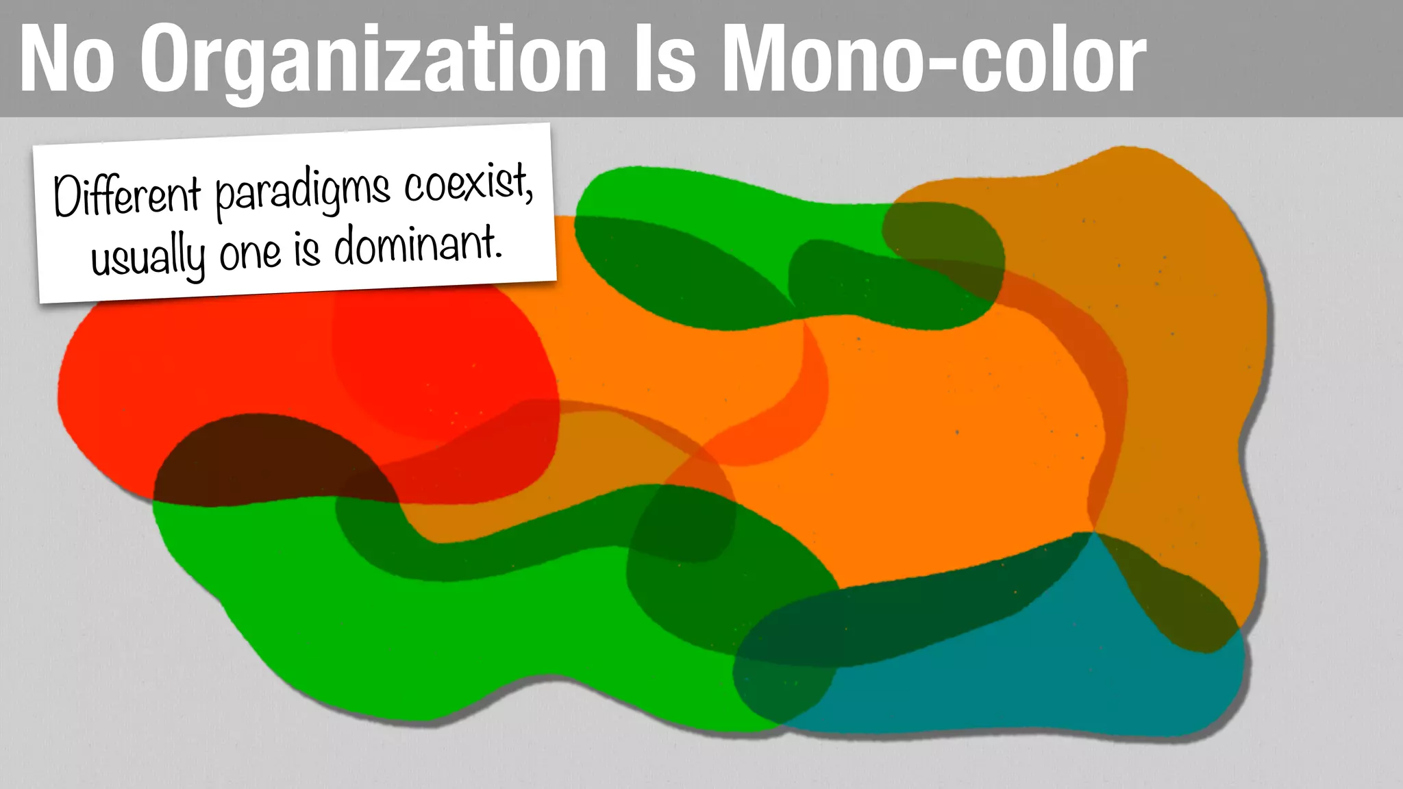 No Organization Is Mono-color
Different paradigms coexist,
usually one is dominant.
 