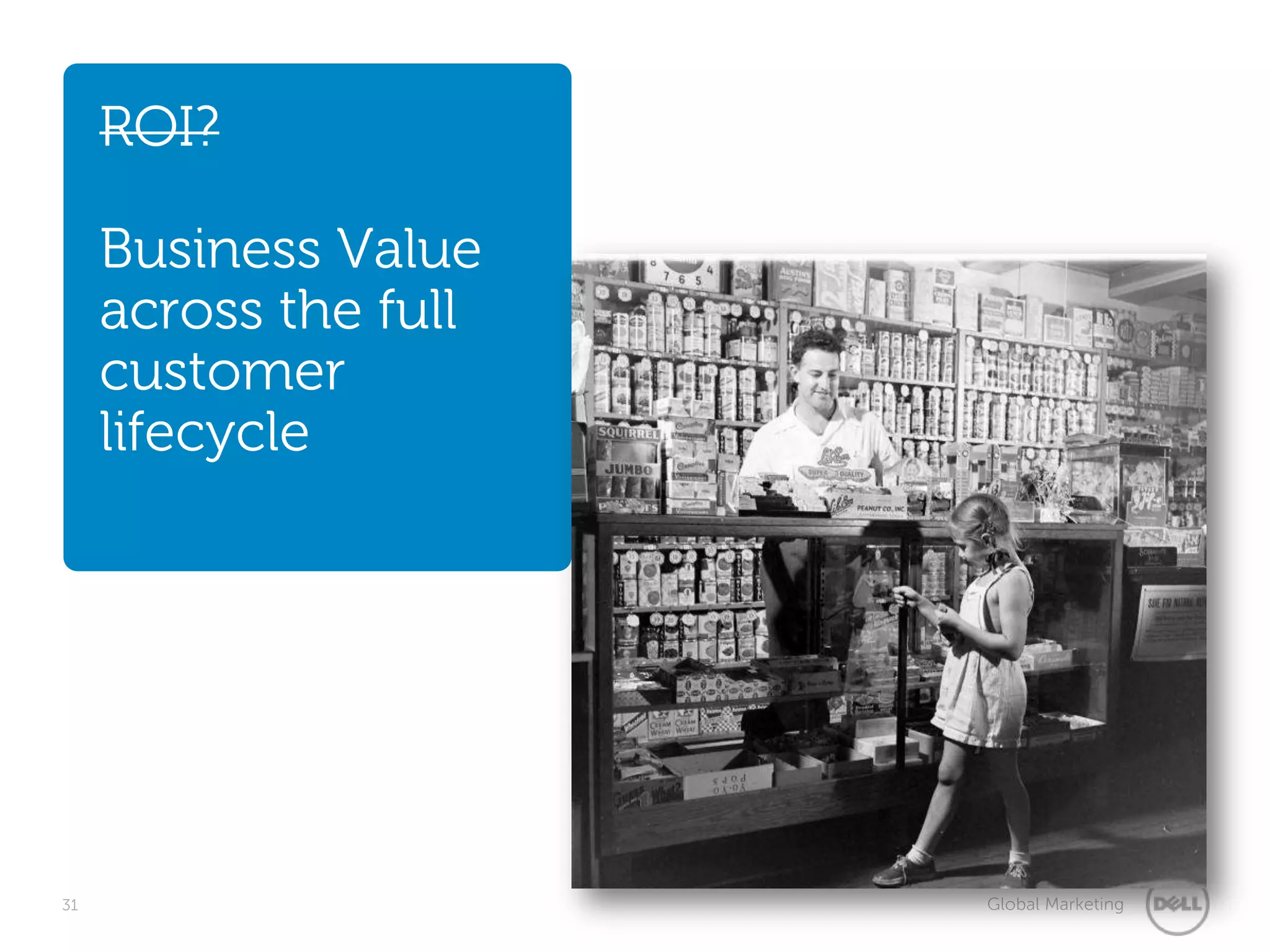ROI?

     Business Value
     across the full
     customer
     lifecycle




31                     Global Marketing
 