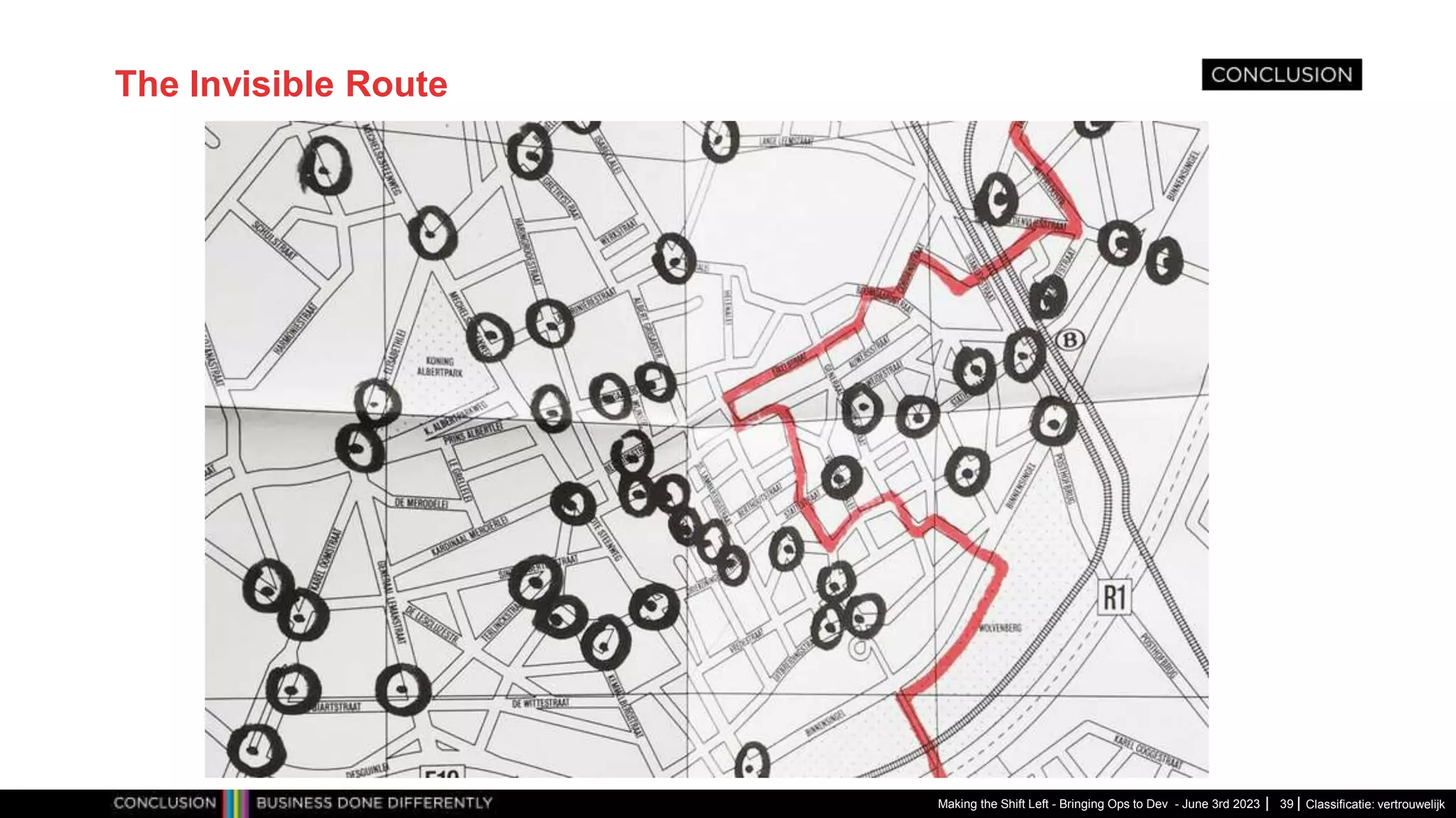 Classificatie: vertrouwelijk
The Invisible Route
Making the Shift Left - Bringing Ops to Dev - June 3rd 2023 39
 
