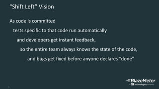 5
“Shift Left” Vision
As code is committed
tests specific to that code run automatically
and developers get instant feedback,
so the entire team always knows the state of the code,
and bugs get fixed before anyone declares “done”
 