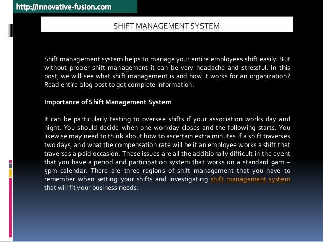 Shift Systems. Examples What Is Shift Management System? – MAMC