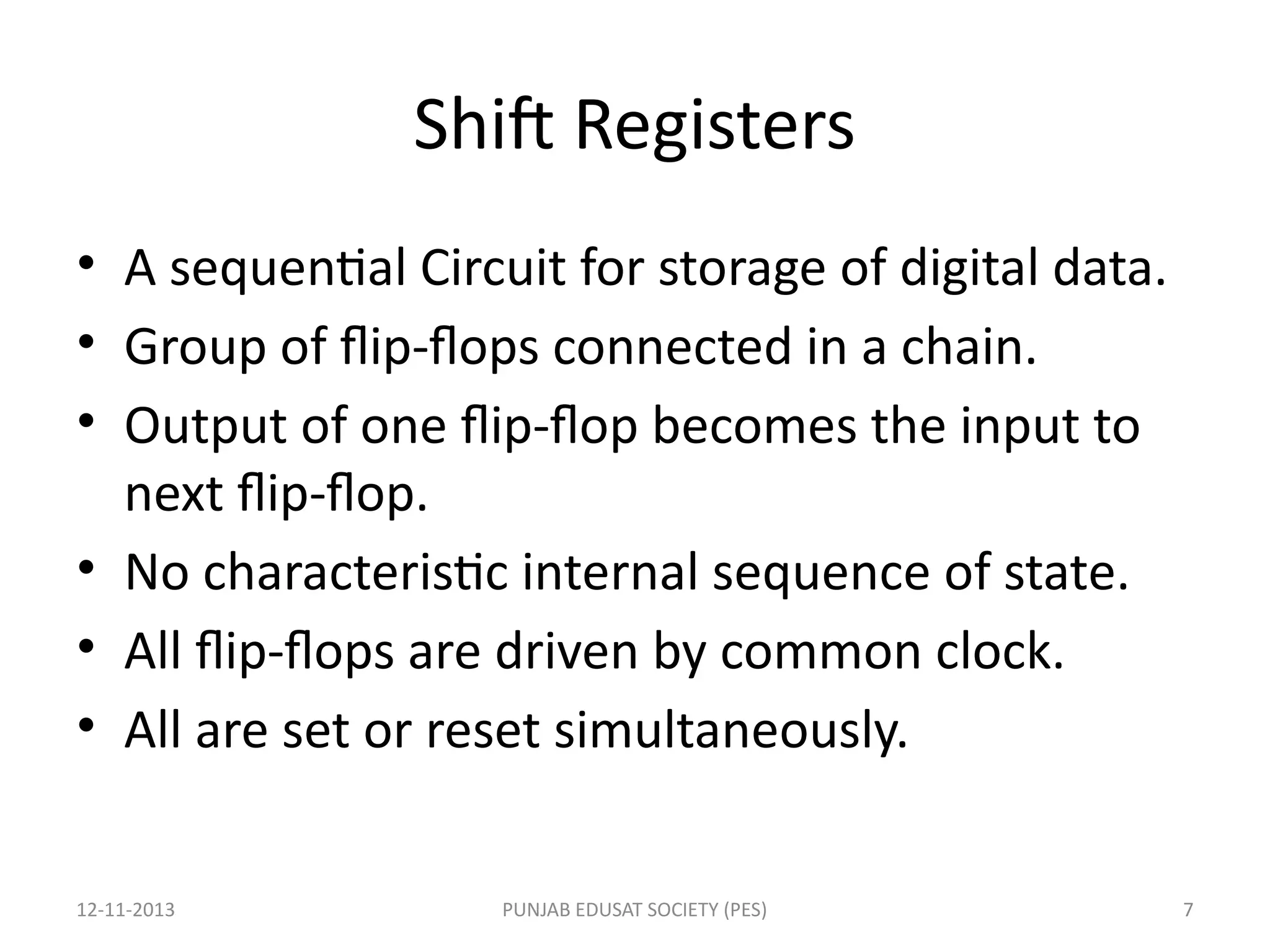 Shift Registers Lecture Slides for Polytechnic students | PPTX