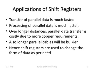 Parallel Shift Transfer Shift Registers Lecture Slides for Polytechnic students | PPTX