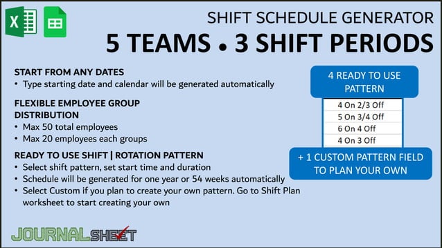 Shift Schedule Generator 5 Teams 3 Shift Periods | PDF
