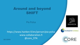 Around and beyond
SHIFT
24.5.2018
Pia Polsa
https://www.hanken.fi/en/person/pia-polsa
www.collaboration.fi
@core_STN
 