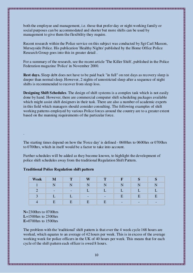 shift work 4 day shift pattern