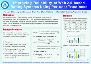 Improving Reliability of Web 2.0-based Rating Systems Using Per-user Trustiness