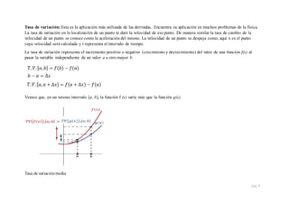 Aplicación de la Derivada