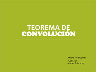 TEOREMA DE
CONVOLUCIÓN
Arturo Jose Gomez
25495244
Mate 4 Saia 2017
 