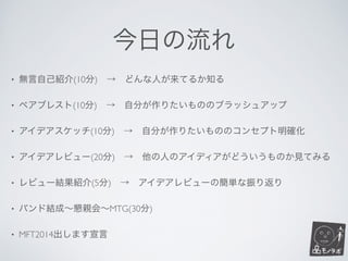 品モノラボ 9 Mft14出展ネタ出し バンド結成ワークショップ